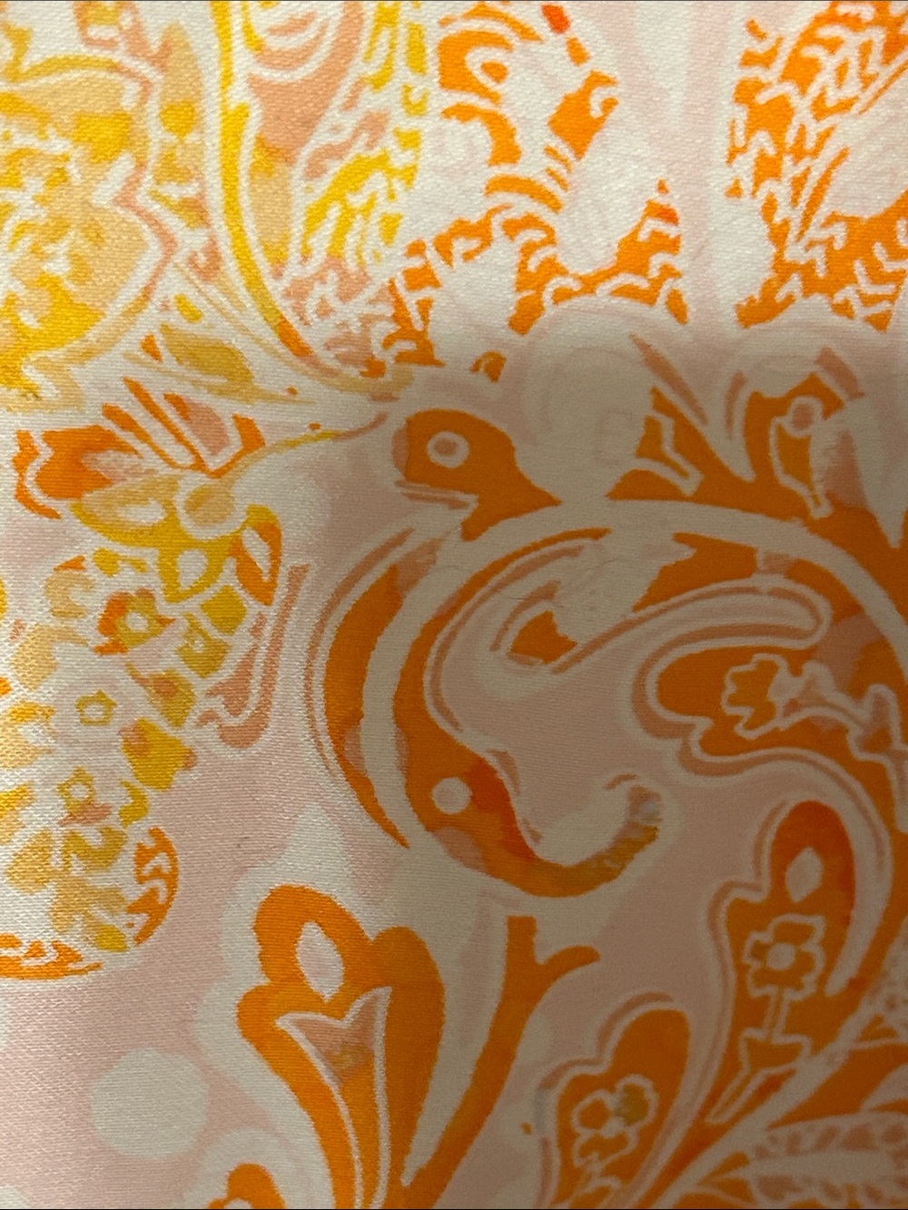 🧸Chico’s no iron Paisley Button-Up Blouse in Peach, Orange & Yellow size 4 GUC - Picture 5 of 7